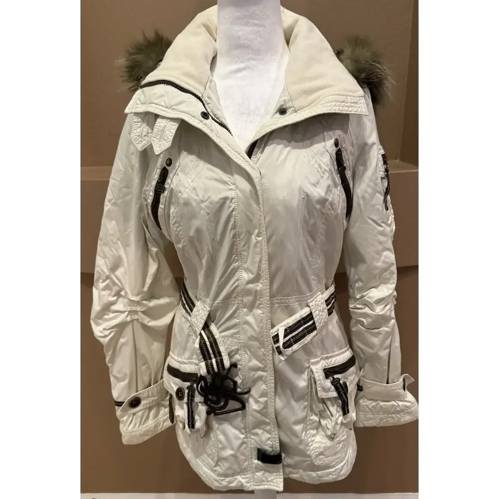 Sportalm Women’s Jacket Beige Green Model Genuine Fur Size 38